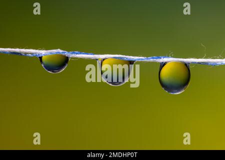 Muster und Farben, die durch Lichtbrechung in Wassertröpfchen entstehen Stockfoto