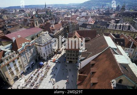 Tschechoslowakei, Prag, Blick über die Stadt vom Rathaus. Stockfoto