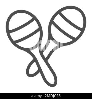Maracas-Liniensymbol, Musik und Mexikanisch, Instrumentenzeichen, Vektorgrafiken, ein lineares Muster auf weißem Hintergrund, 10. Stock Vektor