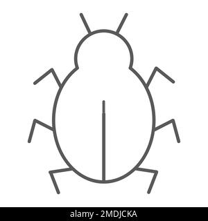 Virus Thin Line Symbol, Sicherheit und Internet, Computer Bug Zeichen, Vektorgrafiken, ein lineares Muster auf weißem Hintergrund, eps 10. Stock Vektor