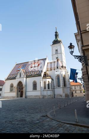 Kroatien, Zagreb, St. Markus Kirche (b.1880) in der Altstadt. Stockfoto