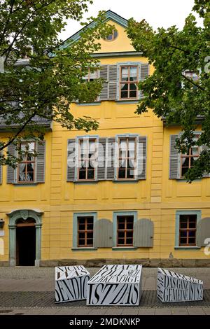 Projekt "Language Explosion 2022" vor Friedrich Schillers Haus, Schiller-Haus, Klassik Stiftung Weimar, Thüringen, Weimar Stockfoto