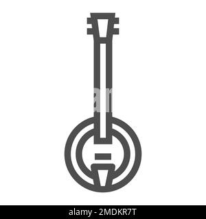 Banjo-Liniensymbol, Musik und Land, Instrumentenschild, Vektorgrafiken, ein lineares Muster auf weißem Hintergrund, 10. Stock Vektor