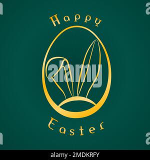 Happy Easter Set mit vertikalen Karten. Wunderschöner Hintergrund mit goldenem Ei, Papierhasen und Serpentin. Vektordarstellung für Karten, Website, Poster Stock Vektor