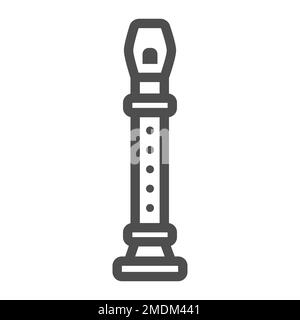 Flötensymbol, Musical und Instrument, Holzwindzeichen, Vektorgrafiken, ein lineares Muster auf weißem Hintergrund, eps 10. Stock Vektor