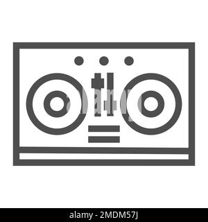 DJ-Mixerliniensymbol, Musik und Ton, Drehteller-Schild, Vektorgrafiken, lineares Muster auf weißem Hintergrund, eps 10. Stock Vektor