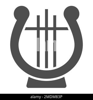 Lyre-Glyphe-Symbol, musikalisch und uralt, Harfenzeichen, Vektorgrafiken, ein ausgefülltes Muster auf weißem Hintergrund, 10. Stock Vektor