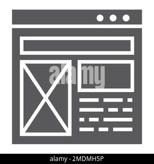 Layout-Glyphe-Symbol, Website und Design, Vorlagenfenster-Schild, Vektorgrafiken, ein durchgehendes Muster auf weißem Hintergrund, eps 10. Stock Vektor