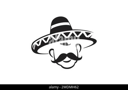 Kreatives Mexikanisches Sombrero Schnurrbart-Design Mit Traditionellem Logo Stock Vektor