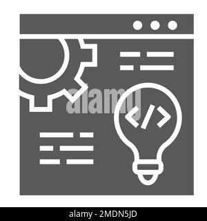 Glyphe-Symbol für Webentwicklung, Website und Programmierung, Browserzeichen, Vektorgrafiken, ein ausgefülltes Muster auf weißem Hintergrund, eps 10. Stock Vektor