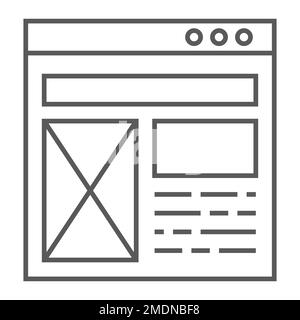 Layout dünnes Liniensymbol, Website und Design, Vorlage Fensterschild, Vektorgrafiken, lineares Muster auf weißem Hintergrund, eps 10. Stock Vektor