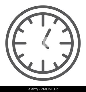 Zeilensymbol, Uhrzeit und Ziffernblatt, Uhrzeichen, Vektorgrafiken, lineares Muster auf weißem Hintergrund, eps 10. Stock Vektor