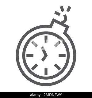 Zeilensymbol, Uhrzeit und Uhr, Stoppuhrzeichen, Vektorgrafiken, lineares Muster auf weißem Hintergrund, eps 10. Stock Vektor