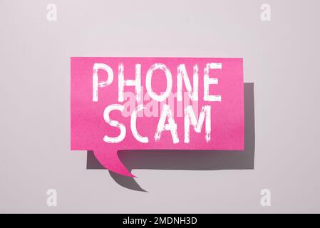 Inspiration für Telefonbetrug. Business-Showcase unerwünschte Anrufe zur Werbung für Produkte oder Dienstleistungen Telesales Stockfoto