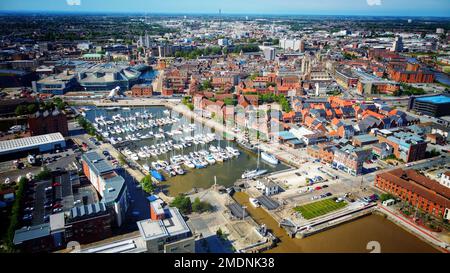 Allgemeiner Luftblick auf Hull Marina Stockfoto