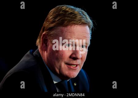 Zeist, Niederlande. 23. Januar 2023. ZEIST, NIEDERLANDE - JANUAR 23: Trainer Ronald Koeman aus den Niederlanden während einer Pressekonferenz der niederländischen Männer-Fußballmannschaft auf dem KNVB Campus am 23. Januar 2023 in Zeist, Niederlande (Foto von Broer van den Boom/Orange Pictures) Kredit: Orange Pics BV/Alamy Live News Stockfoto