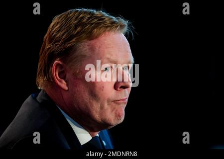 Zeist, Niederlande. 23. Januar 2023. ZEIST, NIEDERLANDE - JANUAR 23: Trainer Ronald Koeman aus den Niederlanden während einer Pressekonferenz der niederländischen Männer-Fußballmannschaft auf dem KNVB Campus am 23. Januar 2023 in Zeist, Niederlande (Foto von Broer van den Boom/Orange Pictures) Kredit: Orange Pics BV/Alamy Live News Stockfoto