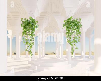 Abstrakter mediterraner Hintergrund mit Blick auf die Berge Stockfoto