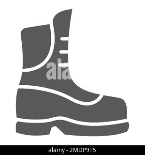 Stiefelglyphe, Bekleidung und Schuhe, Schuhzeichen, Vektorgrafiken, durchgehendes Muster auf weißem Hintergrund, 10. Stock Vektor