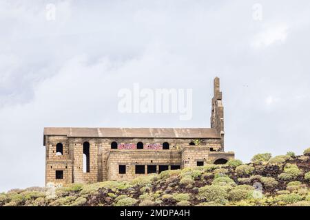 Verlassene Kirche und unvollendete Leprakolonie, Lepra-Dorf in Abades, Granadilla de Abona, Teneriffa, Kanarische Inseln, Spanien Stockfoto