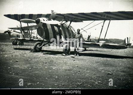 Afrika, Äthiopien, Addis - Abeba - 1937 - italienischer Flughafen - Kolonie, Faschismus - 1937 - Flugzeug Fiat CR 32 Stockfoto