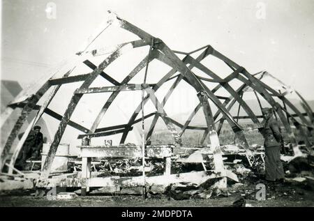 Afrika, Äthiopien, Addis - Abeba - incendio tendone aeroporto, 18/06/1937 - Feuer im Flughafen - italienische Kolonie, Faschismus - 1937 Stockfoto