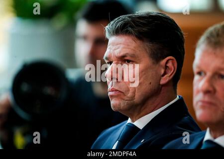 Zeist, Niederlande. 23. Januar 2023. ZEIST, NIEDERLANDE - JANUAR 23: Torhüter Patrick Lodewijks aus den Niederlanden während einer Pressekonferenz der niederländischen Fußballmannschaft der Männer im KNVB Campus am 23. Januar 2023 in Zeist, Niederlande (Foto von Broer van den Boom/Orange Pictures). Kredit: Orange Pics BV/Alamy Live News Stockfoto