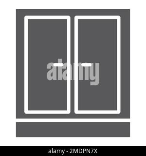 Glyphe-Symbol für Kleiderschrank, Möbel und Haus, Schrankschild, Vektorgrafiken, ein durchgehendes Muster auf weißem Hintergrund, 10. Stock Vektor