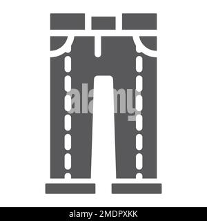 Jeans Glyphe Ikone, Bekleidung und Jeans, Hosenschild, Vektorgrafiken, durchgehendes Muster auf weißem Hintergrund, Stufen 10. Stock Vektor