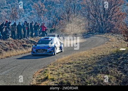 WRC MONTE CARLO 2023 Serderidis Jourdan - Miclotte Frédéric ES10/13 , Puimichel, FRANKREICH, 21/01/2023 Florent 'MrCrash' B. Stockfoto