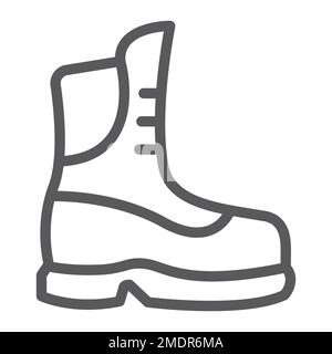Stiefelliniensymbol, Kleidung und Schuhe, Schuhzeichen, Vektorgrafiken, ein lineares Muster auf weißem Hintergrund, 10. Stock Vektor