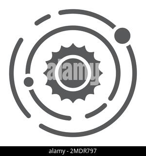 Glyphe-Symbol des Sonnensystems, Raum und Galaxie, Universumzeichen, Vektorgrafiken, ein ausgefülltes Muster auf weißem Hintergrund, 10. Stock Vektor