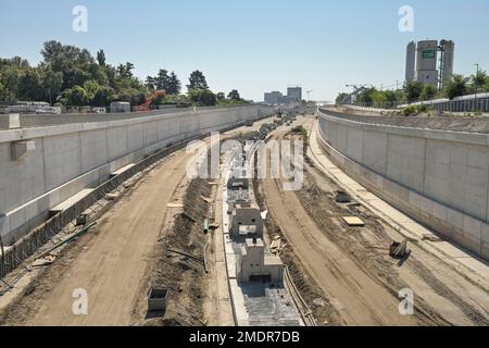 Neubau der Autobahn A100, Höhe Dieselstraße, Neukoelln, Berlin Stockfoto