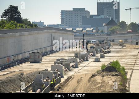 Neubau der Autobahn A100, Höhe Dieselstraße, Neukoelln, Berlin Stockfoto