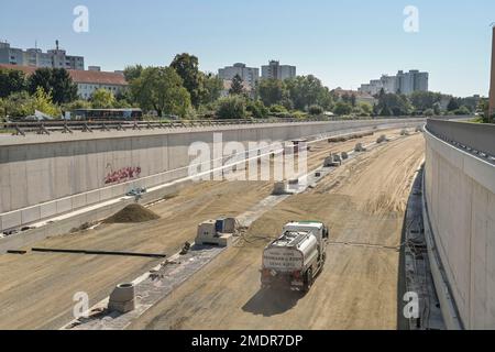 Neubau der Autobahn A100, Höhe Dieselstraße, Neukoelln, Berlin Stockfoto