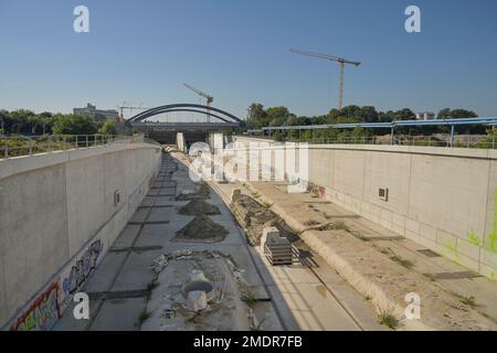 Neubau der Autobahn A100, Sonnenallee-Ebene, Neukoelln, Berlin, Deutschland Stockfoto