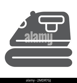 Glyphe-Symbol, Haushalt und Gerät, Eisenzeichen, Vektorgrafiken, ein durchgehendes Muster auf weißem Hintergrund, 10. Stock Vektor