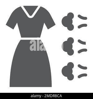 Symbol für Dampfreinigung, Wäscherei und Service, Klamottenschild, Vektorgrafiken, ein ausgefülltes Muster auf weißem Hintergrund, Stufe 10. Stock Vektor