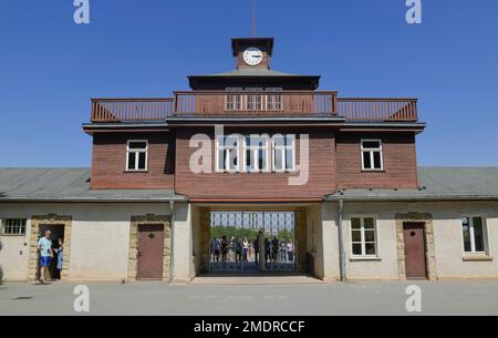 Lagertor, Konzentrationslager Buchenwald, Thüringen, Deutschland Stockfoto