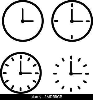 Zeit- und Uhrensymbole eingestellt. Clock Icon Kollektion. Horizontaler Satz des Symbols für die analoge Uhr . Vektordarstellung Stock Vektor