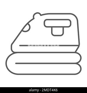 Schmale Linien-Icon, Haushalt und Gerät, Eisenschild, Vektorgrafiken, ein lineares Muster auf weißem Hintergrund, 10. Stock Vektor