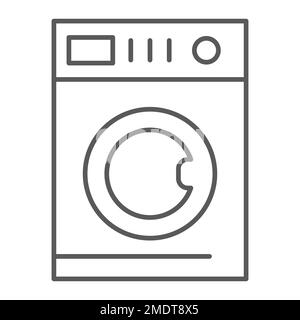 Autowäsche dünnes Liniensymbol, Waschen und Reinigen, Waschmaschinenschild, Vektorgrafiken, lineares Muster auf weißem Hintergrund, 10. Stock Vektor