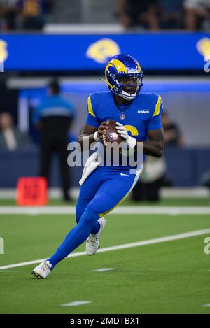 Los Angeles Rams quarterback Bryce Perkins against the Denver Broncos  during the first half of an NFL preseason football game, Saturday, Aug. 28,  2021, in Denver. (AP Photo/David Zalubowski Stock Photo - Alamy