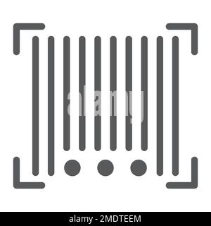 Barcode-Glyphensymbol, Scanner und Identifikation, Codeschild, Vektorgrafiken, ein ausgefülltes Muster auf weißem Hintergrund, eps 10. Stock Vektor