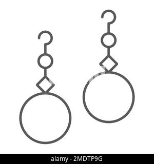 Perlen Ohrringe dünne Linie Symbol, Schmuck und Accessoire, Ohrjuwelenzeichen, Vektorgrafiken, lineares Muster auf weißem Hintergrund, eps 10. Stock Vektor