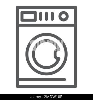 Autowaschanlage-Liniensymbol, Waschmaschine und Reinigung, Waschmaschinenschild, Vektorgrafiken, ein lineares Muster auf weißem Hintergrund, 10. Stock Vektor