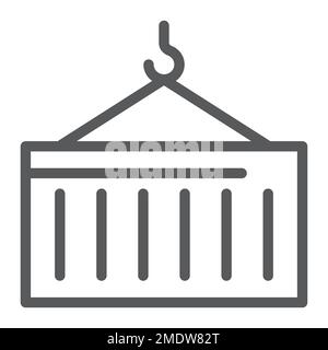 Containerliniensymbol, Fracht und Versand, Kranzeichen, Vektorgrafiken, lineares Muster auf weißem Hintergrund, eps 10. Stock Vektor