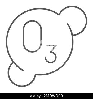 Ozonierung dünne Linie Symbol, Formel und Ozon, Molekülzeichen, Vektorgrafiken, ein lineares Muster auf weißem Hintergrund, eps 10. Stock Vektor