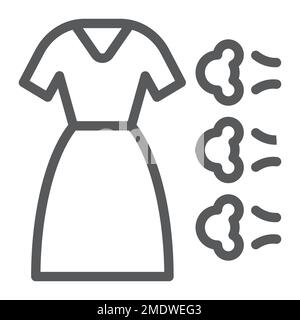 Symbol für Dampfreinigungslinie, Wäscherei und Service, Kleiderschild, Vektorgrafiken, lineares Muster auf weißem Hintergrund, 10. Stock Vektor