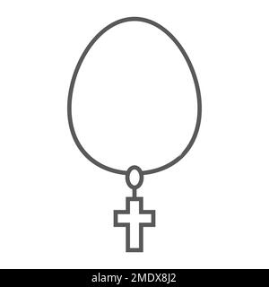Halskette mit überkreuzten dünnen Linien, Schmuck und Accessoire, christliches Kettenzeichen, Vektorgrafiken, lineares Muster auf weißem Hintergrund, 10. Stock Vektor